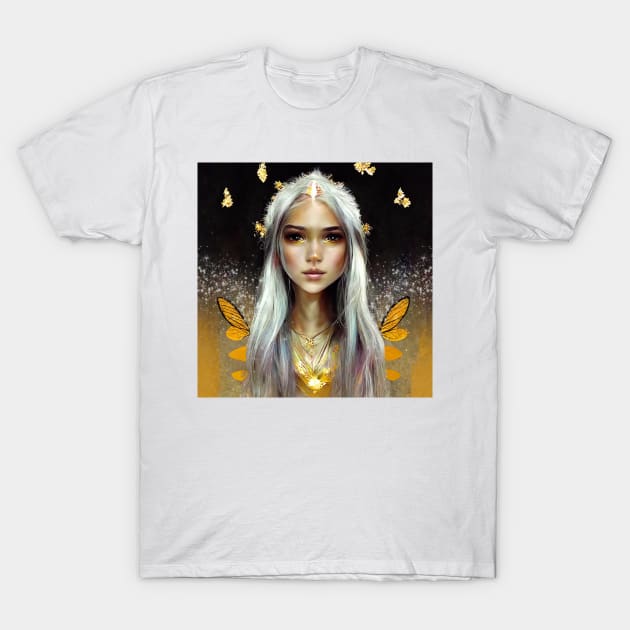 Gold Faerie by Kim Turner Art in MidJourney T-Shirt by KimTurner